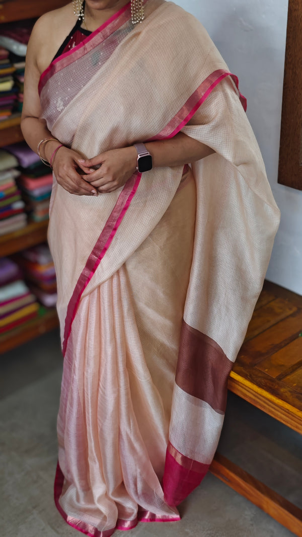 Rosy Beige Kota Silk Saree - KTS3