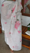 Off White and Pink painted Linen Cotton Suit - MJC5
