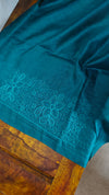 Peacock Green Pure Tussar Silk Embroidered Saree - XLN4