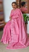 Blush Pink Net Kota Cutwork Saree - 409M - 1