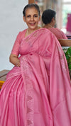 Blush Pink Net Kota Cutwork Saree - 409M - 1