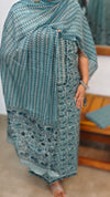 Dark Teal Printed Cotton Suit