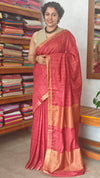 Red checked bagalpuri silk saree - BPR3