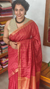 Red checked bagalpuri silk saree - BPR3
