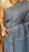 Agean Blue Kota Saree with Cutwork - 409M - 3