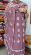 Mauve Block Printed Cotton Suit