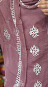 Mauve Block Printed Cotton Suit