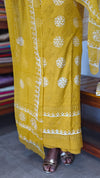 Mustard Cotton Block Printed Suit