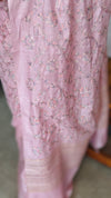 Baby Pink Multi Thread Embroidered Tussar Silk Saree - H149
