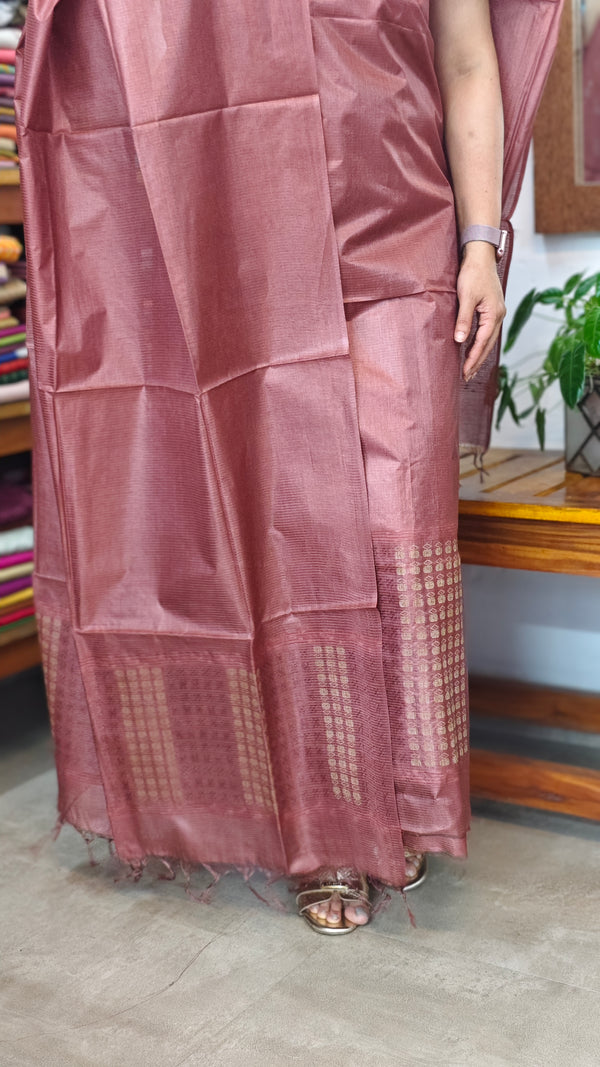 Chocolate Brown Lined Noil Tussar Silk Suit
