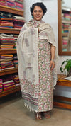 Pink and Green Block Printed Bhagalpuri Linen Suit