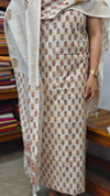 Mustard and Pink Block printed Bhagalpuri Linen Suit