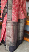 Red and Black Chanderi Banarasi Saree