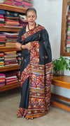 Black Printed Semi Silk Saree