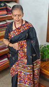 Black Printed Semi Silk Saree
