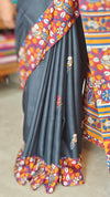 Black Printed Semi Silk Saree