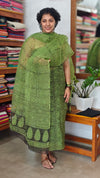 Green and Black Block Printed Kota Doria Suit - GD331