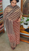 Brick Red, Beige and Black Block Printed Kota Doria Suit - GD331