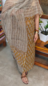 Mustard Brown Block Printed Kota Doria Suit - GD331