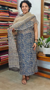 Blue and Beige Block Printed Kota Doria Suit - GD331