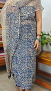 Blue and Beige Block Printed Kota Doria Suit - GD331