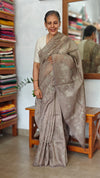 Taupe Shade Tissue Linen Saree with Embroidery - 4J12