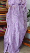 Lavender Tissue Linen Saree with Embroidery - 4J12