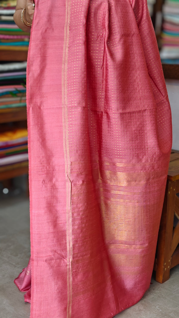 Blush Pink Zari Woven Raw Silk Saree - SRW6 - 11