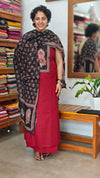Red and Black Cotton Printed Suit