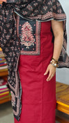 Red and Black Cotton Printed Suit