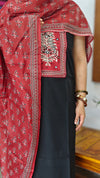 Black and Red Printed Cotton Suit