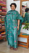 Dark Teal Desi Tussar Silk Suit