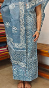 Steel Blue Batik Printed Slub Cotton Suit
