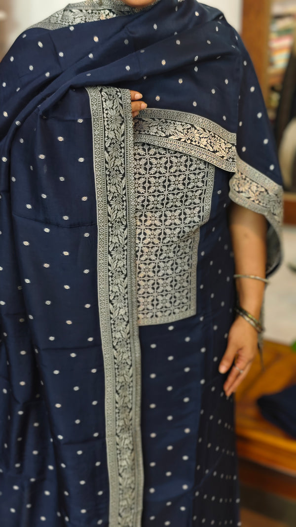Navy Blue Banarasi Suit