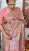 Nude Pink Tussar Silk Saree