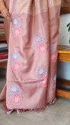Nude Pink Tussar Silk Saree