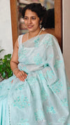 Light Blue Embroidered Kota Saree - RN233