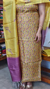 Mustard and Purple Checked Tussar Suit - G913