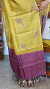 Mustard and Purple Checked Tussar Suit - G913