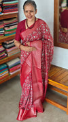 Cherry Red Banarasi Dola Silk Saree