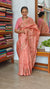Peach Pink Tussar Silk Saree with Cross Stitch Embroidery