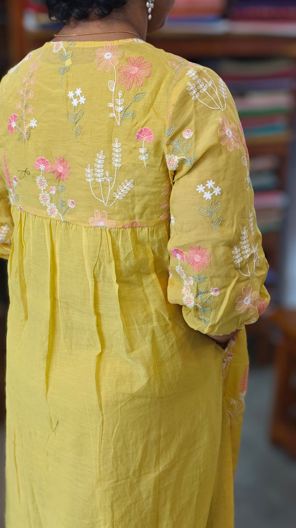 Mustard Mal Chanderi Dress - SCG11