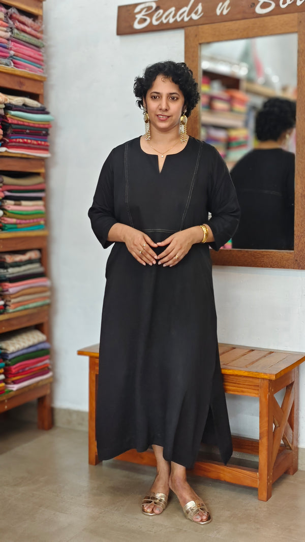 Black Modal Silk Kurti