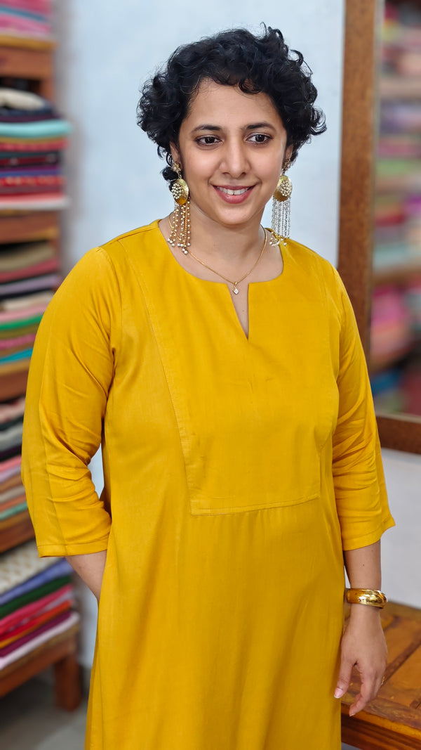 Mustard Modal Silk Kurti