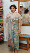 Teal Printed Kota Doria Suit - GD331