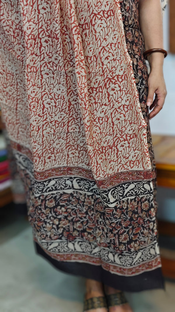 Black and brick red Mal chanderi Suit