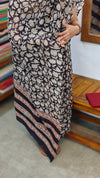 Black block printed Mal chanderi Suit