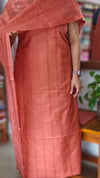 Dusty Peach Semi Tussar Silk Suit - EAY6 - 1