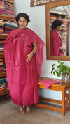Dark Pink Semi Tussar Silk Suit - EAY6