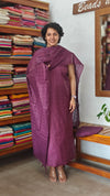 Wine Purple Semi Tussar Silk Suit - EAY6